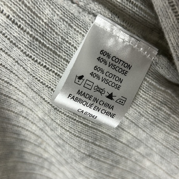 NWT Belle light grey ribbed cotton blend with black trim open cardigan size L - Picture 3 of 5